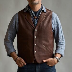 Coronado The No. 29 Lapel Vest Bison Brown Leather Vest 46 Tall